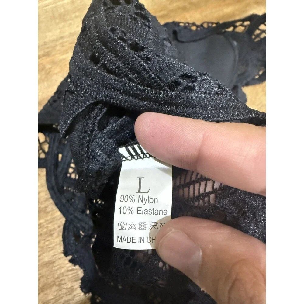 Black Floral Lace Longline Bralette – Size L